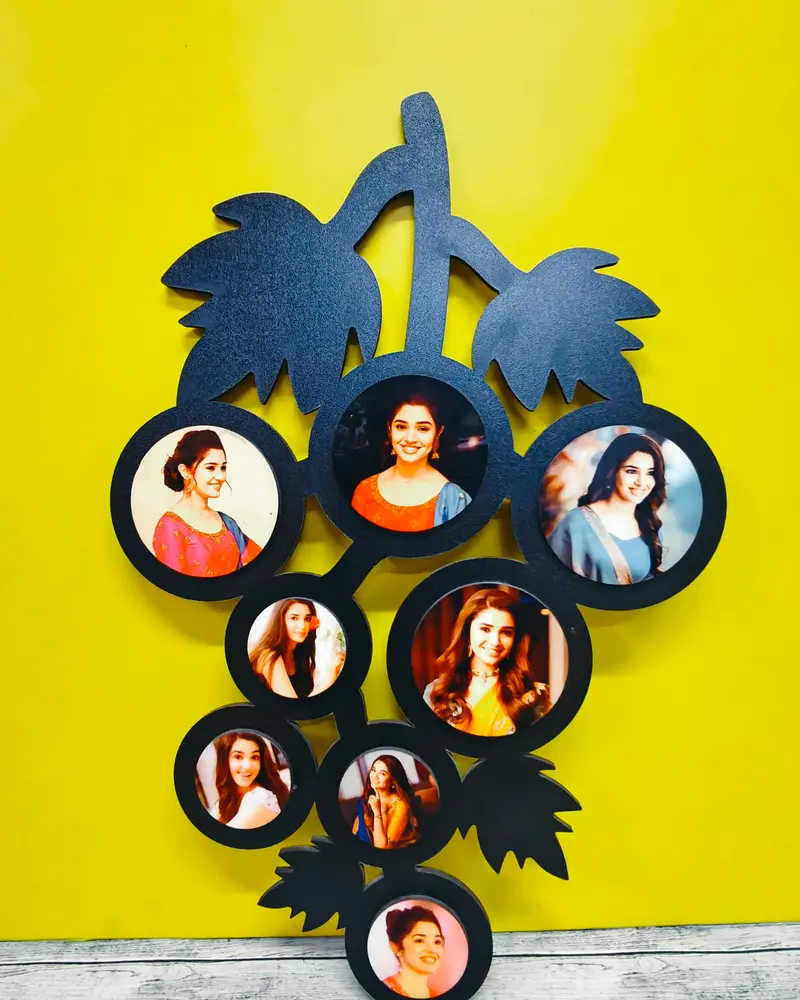 Tree-shaped frame with round photos